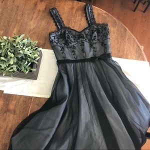 Vintage 1950s Style Tulle Beaded Cocktail Dress